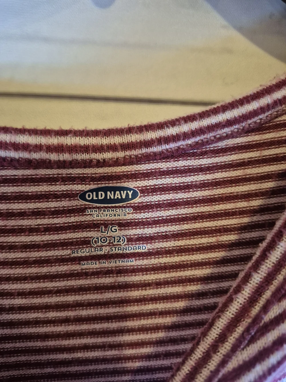 Old Navy Purple & White Striped Tie-Hem Long Sleeve Lightweight Sweater Top Soft